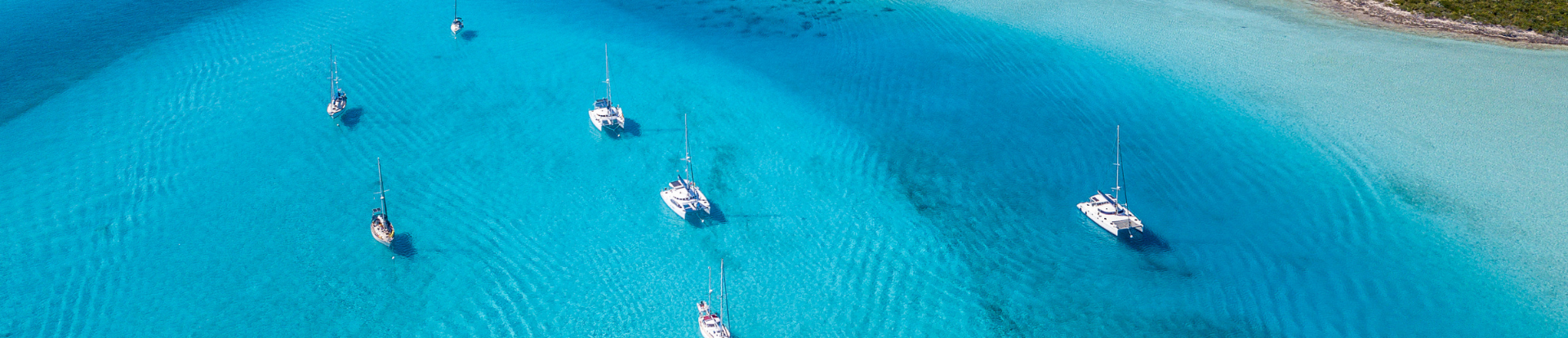 Drone photo of sailing yachts in the Caribbean