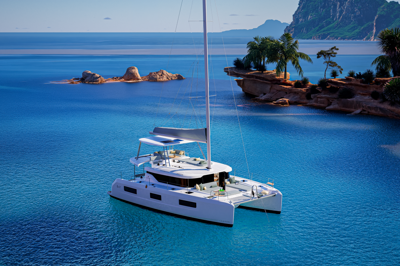 Lagoon 47 at anchor