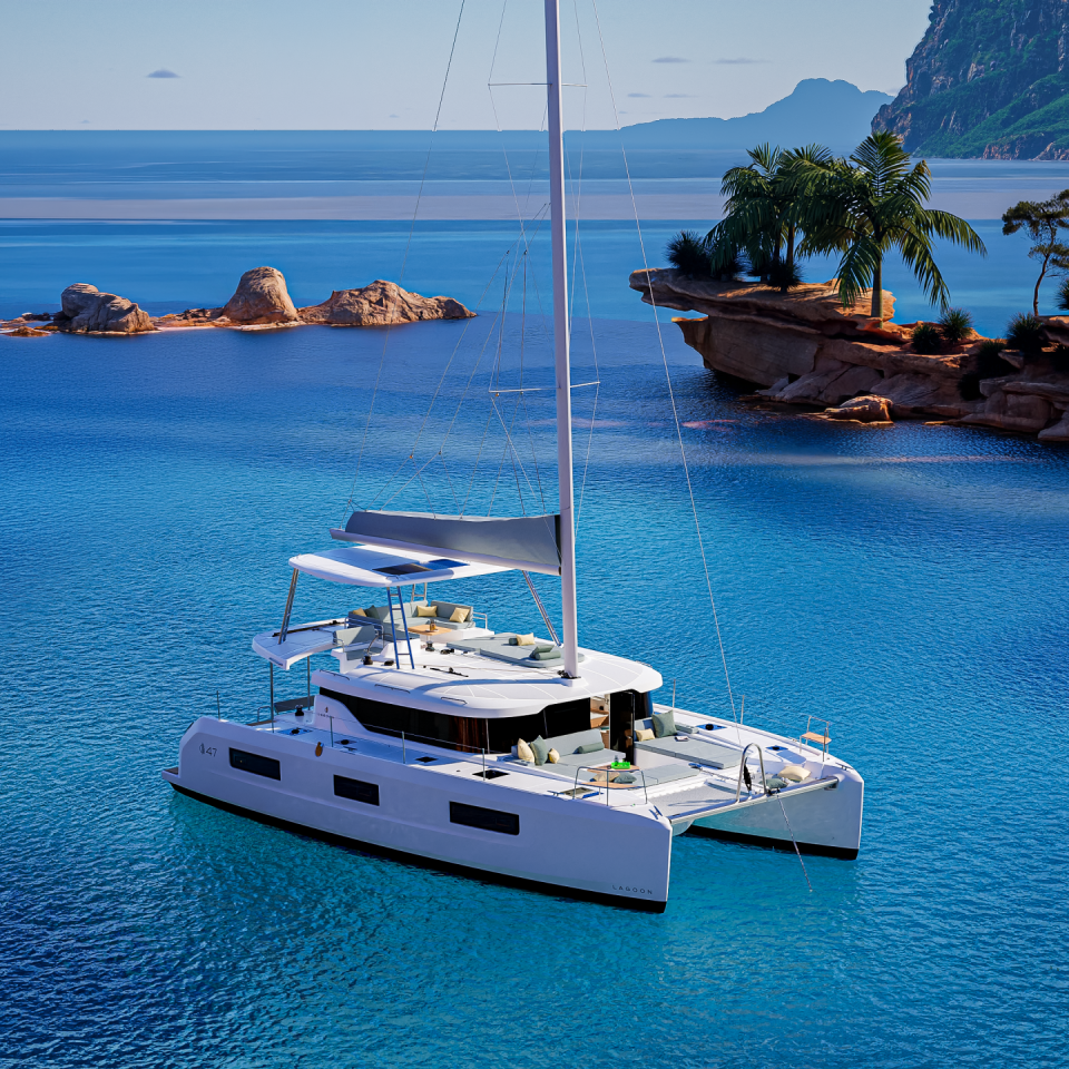 Lagoon 47 at anchor