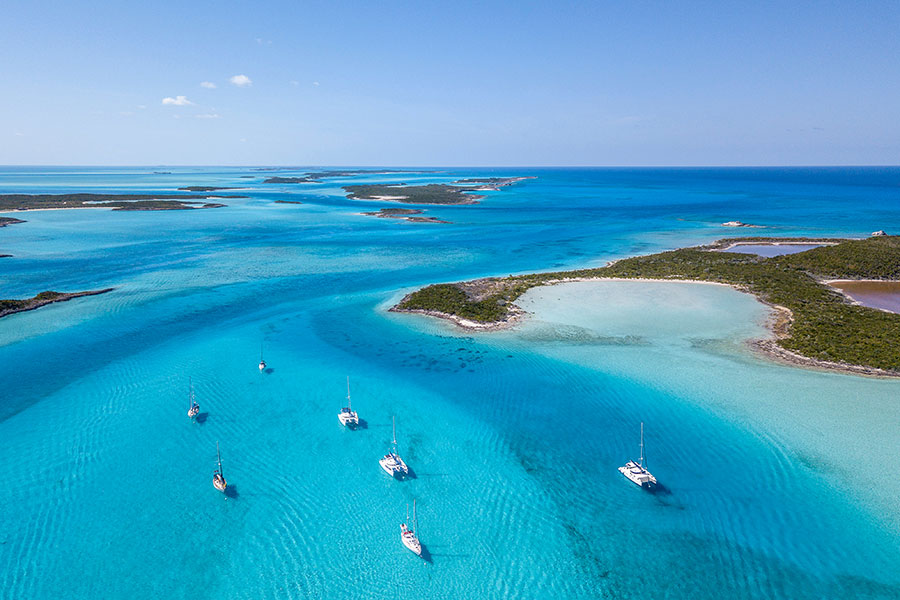 Anchored Yachts Bahamas